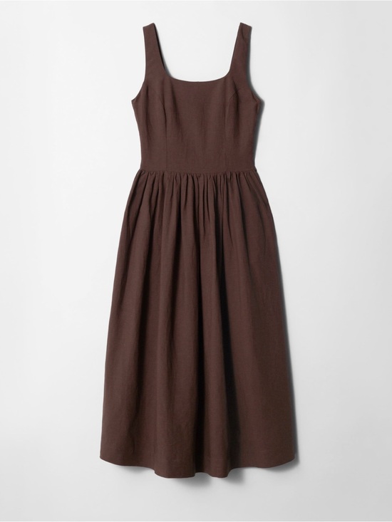 & Other Stories Dresses & Skirts - & Other Stories Sleeveless Square-Neck FLARED MIDI DRESS in brown, size 4
